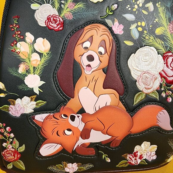 Loungefly Disney The Fox and The Hound Copper & Todd Floral Mini Backpack NEW - Picture 3 of 13
